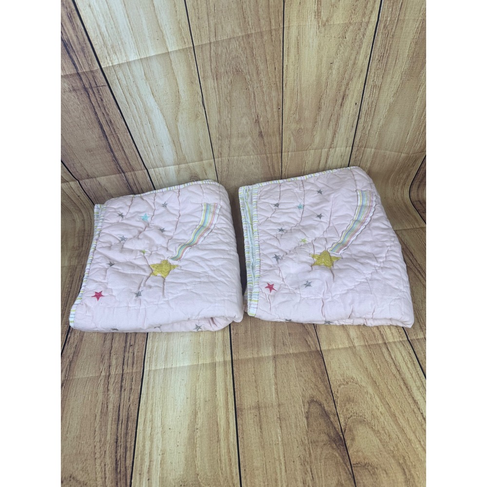 Pottery Barn Kids Shooting Star Quilted Pillow Shams Pink Rainbow Set of 2